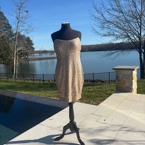 Kay Unger New York Champagne Sequin Slip Dress | Size 12